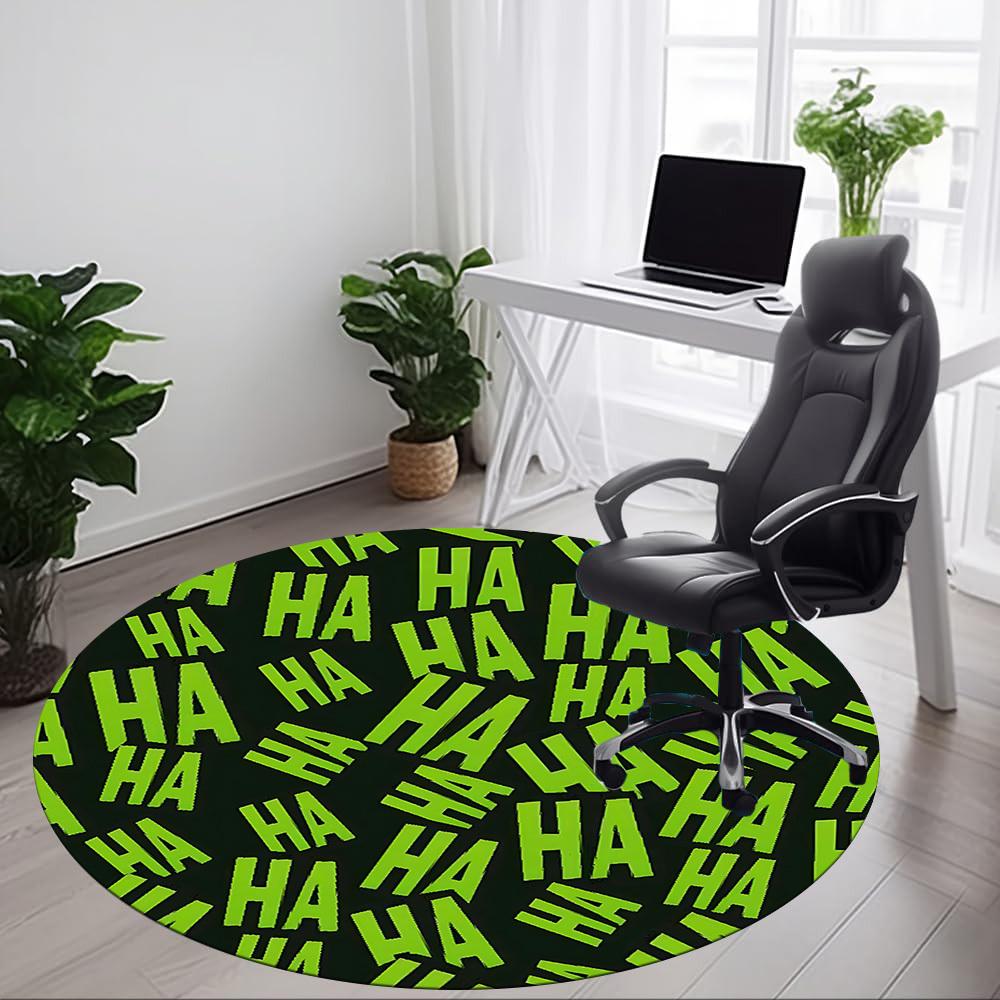 1pc HAHA, Green Print Carpet, Round Non Slip Durable Large Size Office Carpet, Suitable for Office