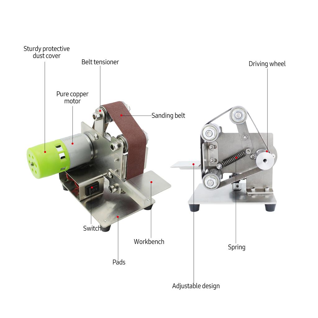 Belt Sander Electric Sanding Polishing Grinding Machine 7   Speed with 10 Sanding Belts for Polishing Wood Acrylic Metal (Belt Size: 30*33