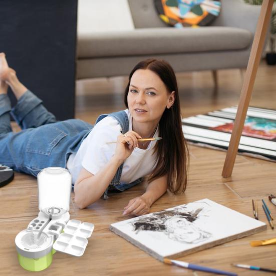 6 In 1 Brush Cleaner Artists Teachers Kids Paint Brush Holder Palette Water Circulation Brush Cleaner Portable Painting Tool