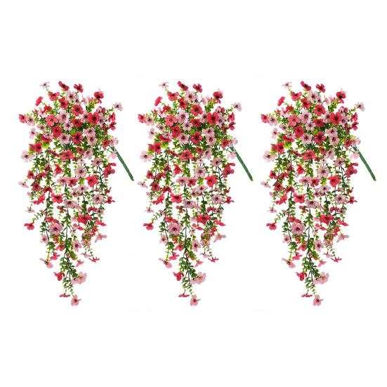 1/2/3/6Pcs Hanging Artificial Violet Flower UV Resistant Realistic Fake Flower Wedding Party Indoor Outdoor Garden Wall Hanging Faux Flower Decoration