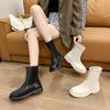 Мода 2024 года, осень, женские ботильоны, туфли на платформе, водонепроницаемые ботинки из искусственной кожи, женские белые короткие ботинки на плоской подошве с круглым носком, Botas De Mujer