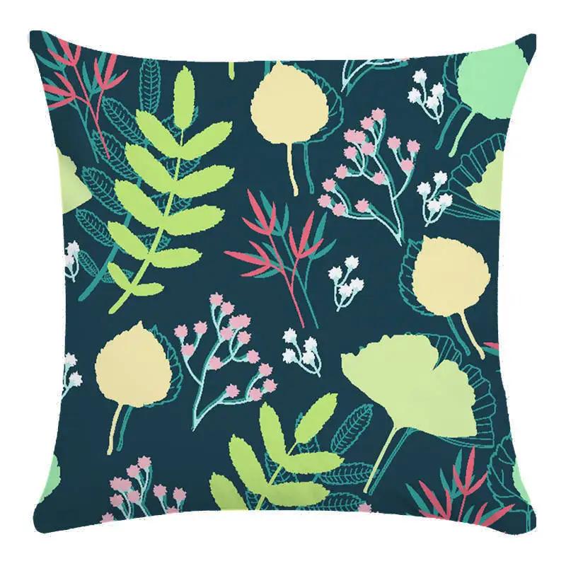Green Leaf Flower Pillowcase Parrot Pattern Interior Home Pillow Suite Bedroom Sofa Bed Chair