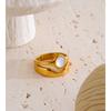 Yhpup Size 6789 Stainless Steel Shell Double-Layer Wide Ring for Women Tarnish Resistant Smooth Metal Casting Charm Jewelry