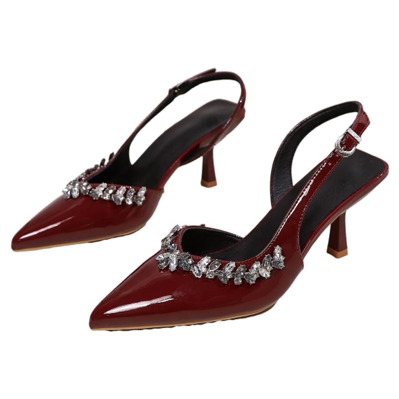 Модные женские сандалии с острым носком из хрусталя, высокие каблуки-шпильки, сексуальная обувь для платья, элегантные туфли-лодочки, женские шлепанцы, лето 2025 Mujer Zapatos