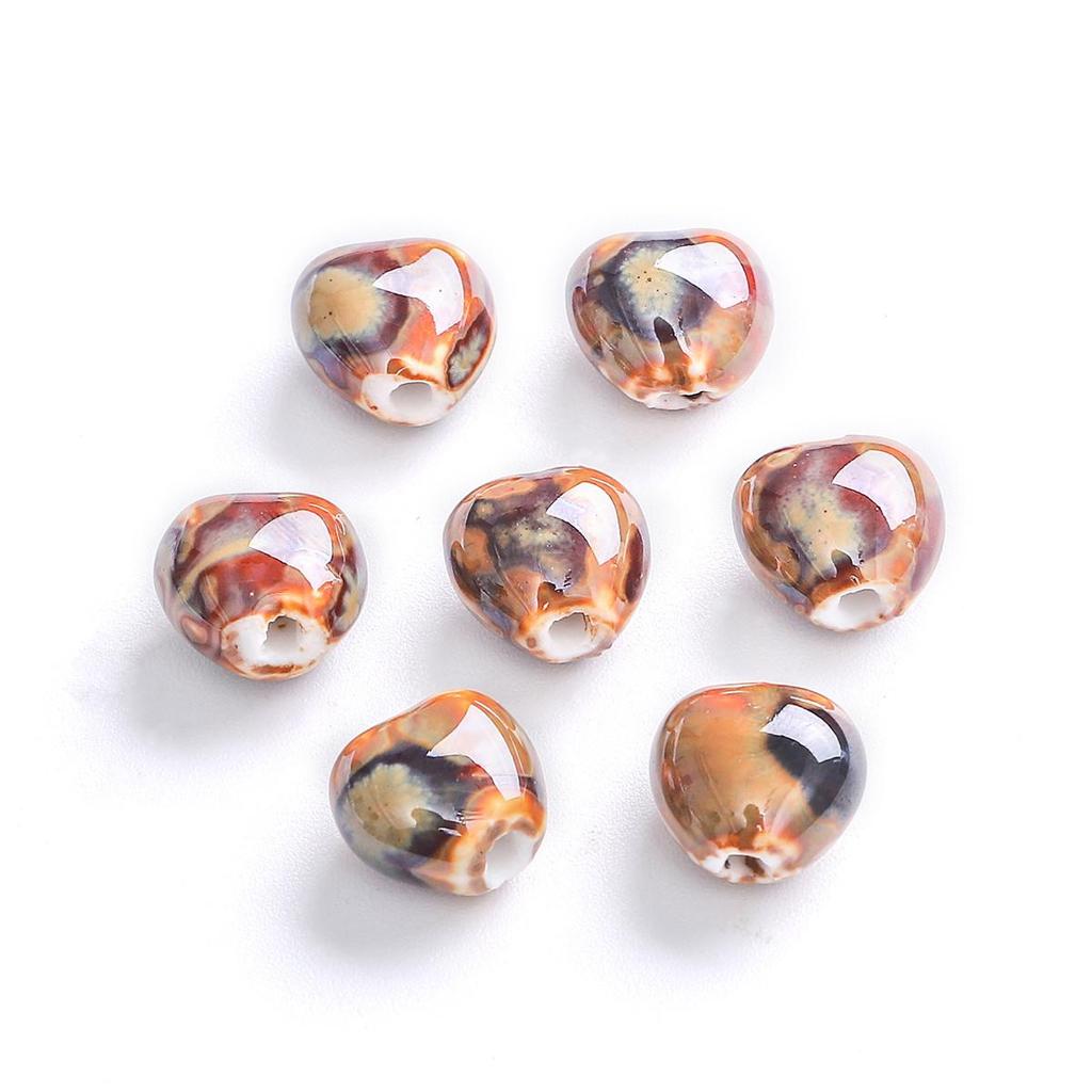 12x11 мм 10 шт., фарфоровые бусины в форме маленького сердца с цветочной глазурью, подвеска для изготовления ювелирных изделий своими руками