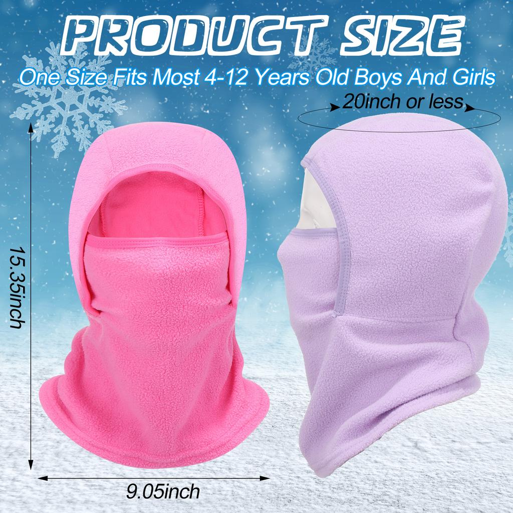 2 Packs Kids Balaclava Windproof Ski Mask Winter Hat Neck Warmer For Boys Girls