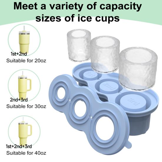 Silicone Ice Mold Cylinder Ice Cube Tray for 20-40oz Tumbler Cup with Lid Hollow Shape Stackable Easy Release Juice Whiskey Cocktail Ice Cubes