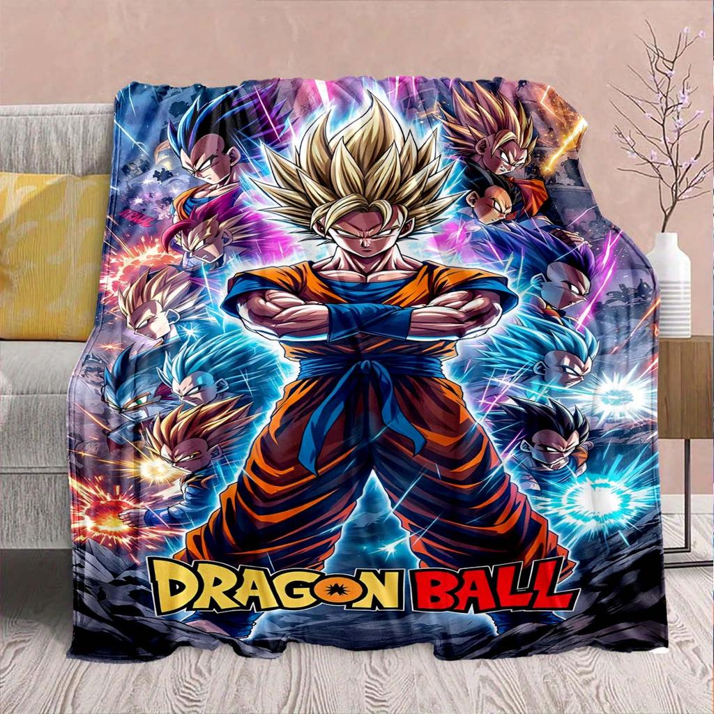 Фланелевое одеяло из аниме Dragon Ball - Мягкое, теплое, идеально подходит для дивана, постельного белья, кемпинга, путешествий, офиса, домашнего декора -QJY