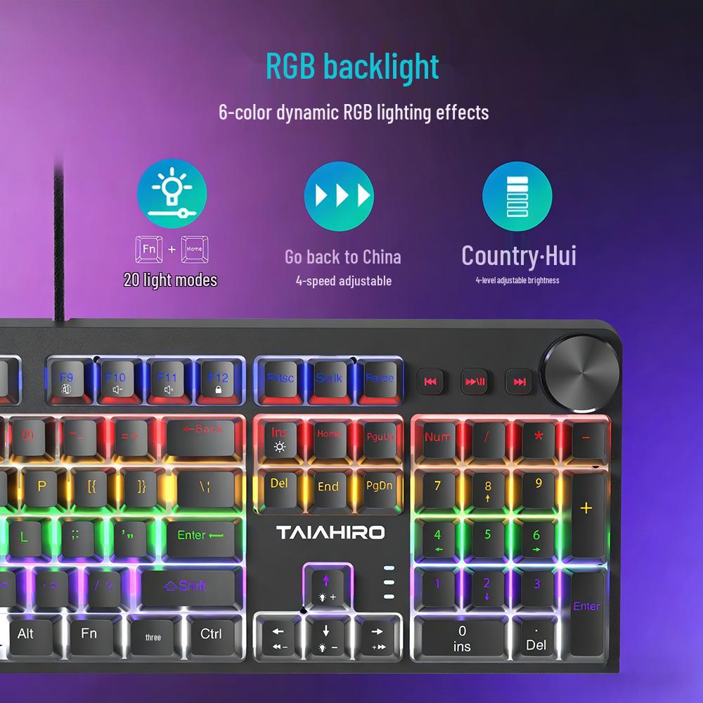 Механическая клавиатура с RGB-подсветкой и игровой набор мыши для офиса и игр