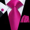 Mens Silk Tie Classic Rose Red Necktie Handkerchief Cufflinks Set