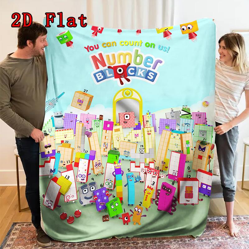 Numberblocks cartoon print 2D Flat Pattern Flannel Blanket High quality All Seasons Warmth and Comfort Perfect for Christmas Gifts.P260914502