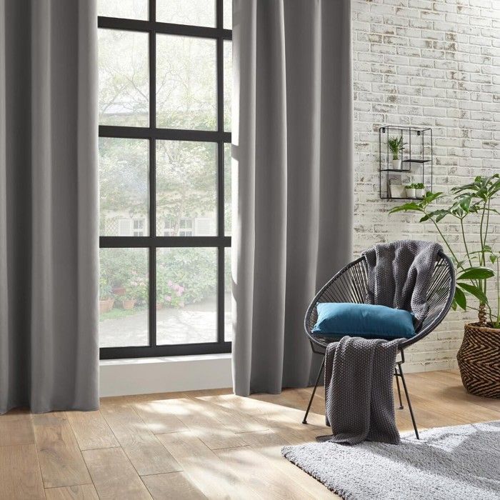 Rideau occultant gris 140x260cm - Atmosphera createur d'interieur