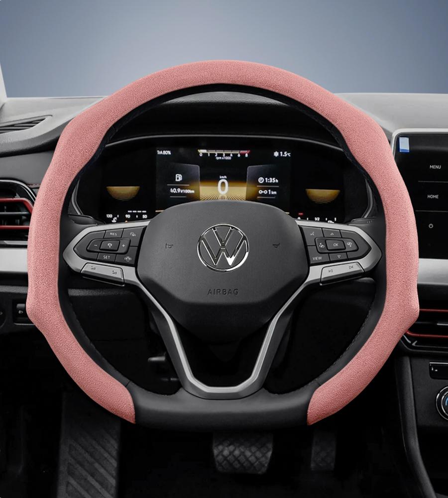 Подходит для премиальных замшевых накидок на руль Volkswagen с кнопками, нескользящие и прочные, доступны для рулей D-образной формы, совместимые
