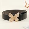 Women'S Belt, Rhinestone Butterfly Board Buckle Belt, Women'S Simple Matching Dress, Denim Decoration