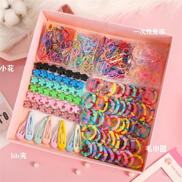 Low MOQ 780 Piece Mixed Color Little Girl Elastic Hair Band Hair Claws and Clip Girls Accessories