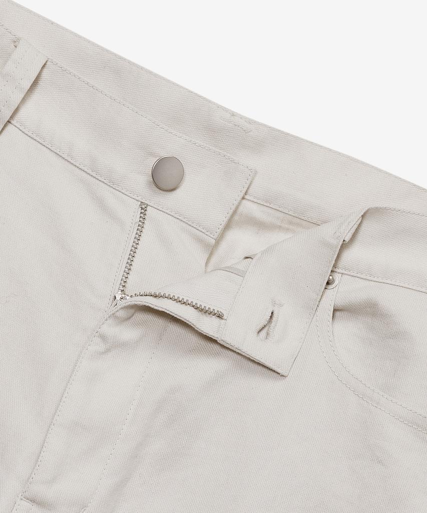 MINDBRIDGE [Couture] Semi-Wide Linen Blend Cream Texture Modified Pants
