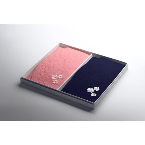 Chirimen Reiwa Embroidered Gold Envelope Fukusa Set (Plum/Orchid)