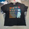 Summer Oversized Vintage Washed Black Reverse Stitching T Shirt Monster Spiral Graphics Print Satoshi Nakamoto Tshirt With Tag
