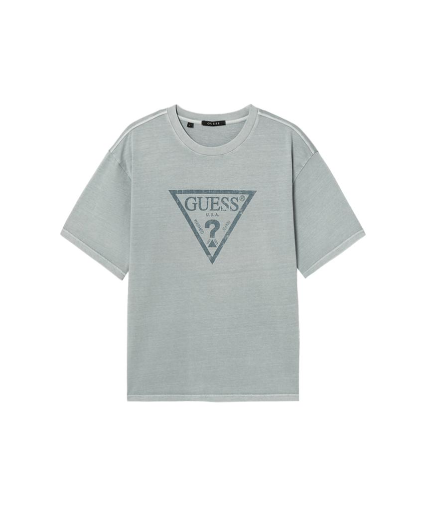 Guess [Основная коллекция] Треугольный принт, 4 цвета, унисекс, пигментная, футболка с коротким рукавом Mq2K9420