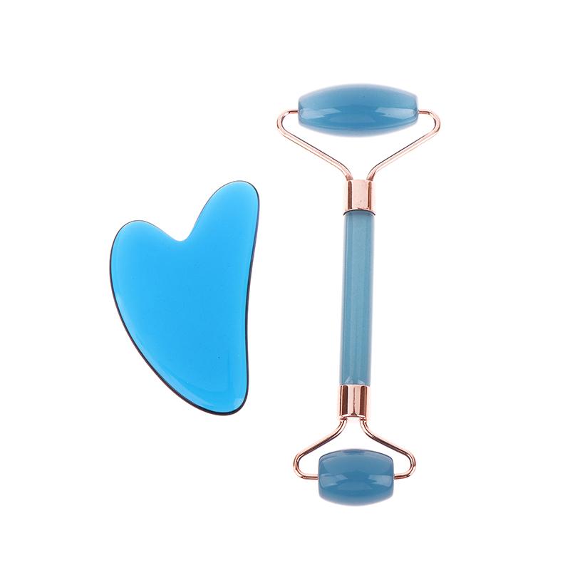 2 шт. Массажер для лица и шеи, роликовый резиновый скребок для красоты, двухсторонняя массажная палочка для разблокировки и расслабления, не розовый нефрит