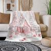 1pc Pink Candy House Design Blanket ,Sofa, Bed, Travel, Lunch Break, Flannel Blanket.