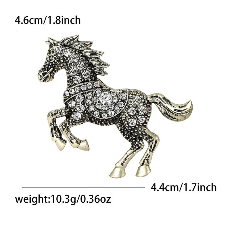 Luxurious, Four-Colored Year of the Horse Enamel Brooch Pin, Perfectly Suited for Both Sexes