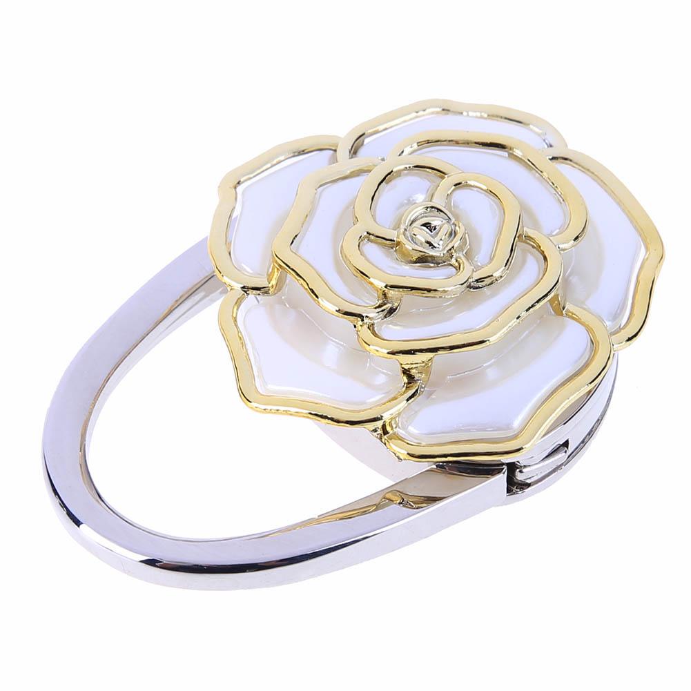 Металлическая вешалка с крючком, уникальный складной узор с розой, модный настольный крючок, 1 шт., кошелек из сплава, сумки, детали, аксессуары