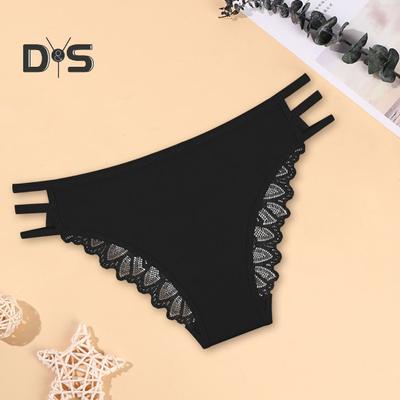 Женские трусики с низкой талией, эластичная кружевная отделка, полые бретели, хорошая воздухопроницаемость, однотонные влагоотводящие трусы для занятий спортом и работы