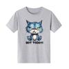Blue cat not suitable cartoon printed short sleeved round neck Womens Tshirt for spring and summer versatile Womens Tshirt