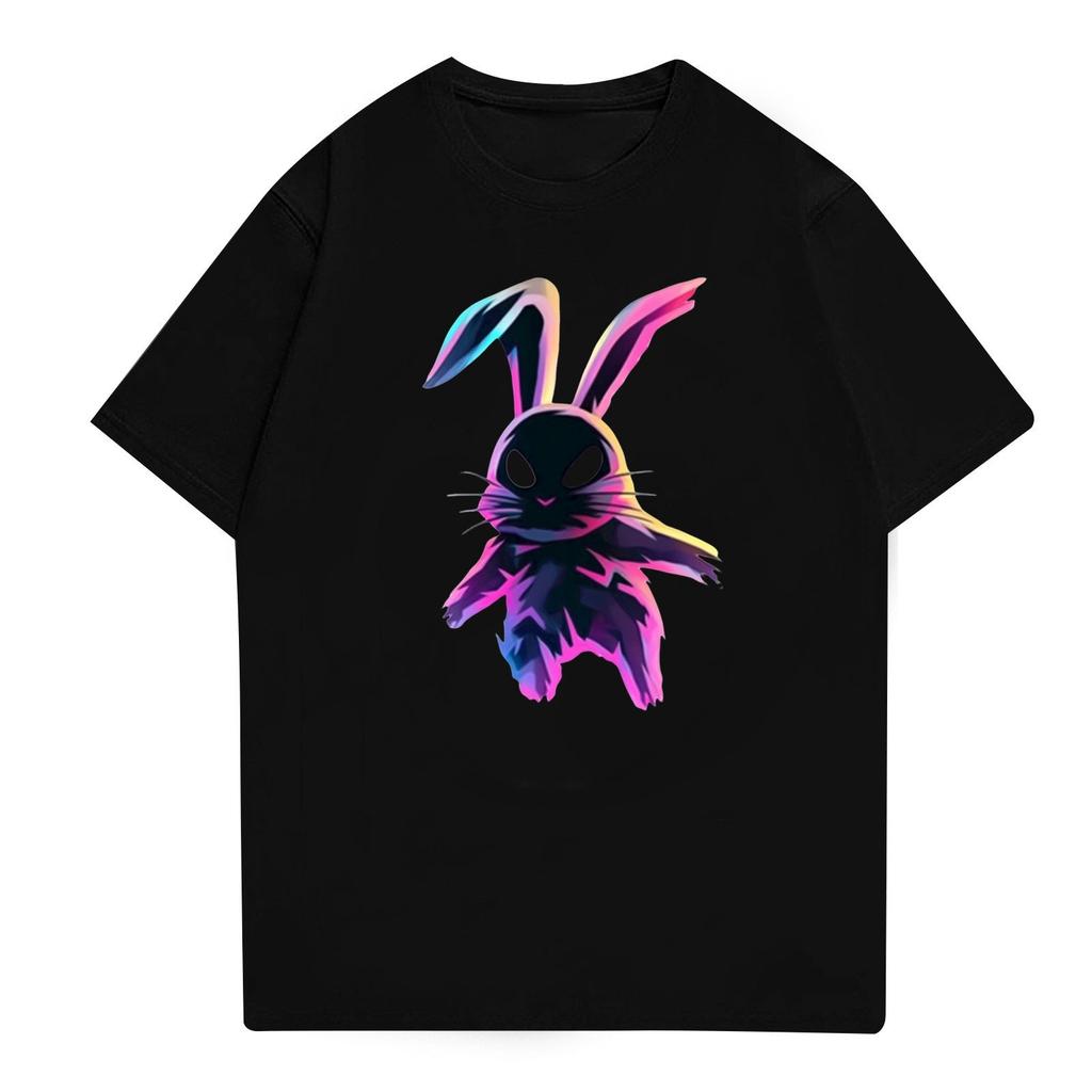 Easter - Men's Casual Baggy Bunny Print T-shirt Round Neck Pull-over Short-sleeved Top