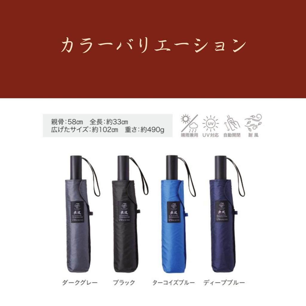 urawazaMUSOU Automatic Folding Umbrella in 3 10392 Dark Gray [Moonbat] Open/Close [Folds Seconds] Men's