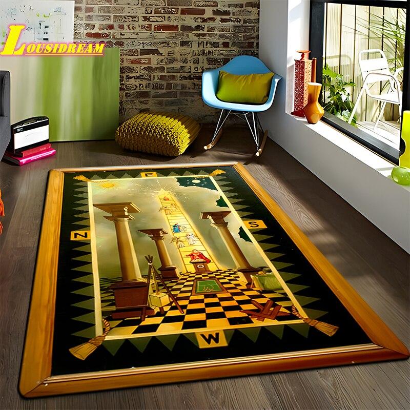 Freemason Illuminati Fashion Print Rug Home Decor Rug Anti-Slip Rug Living Room Bedroom Kitchen Bathroom Balcony Floor Mats