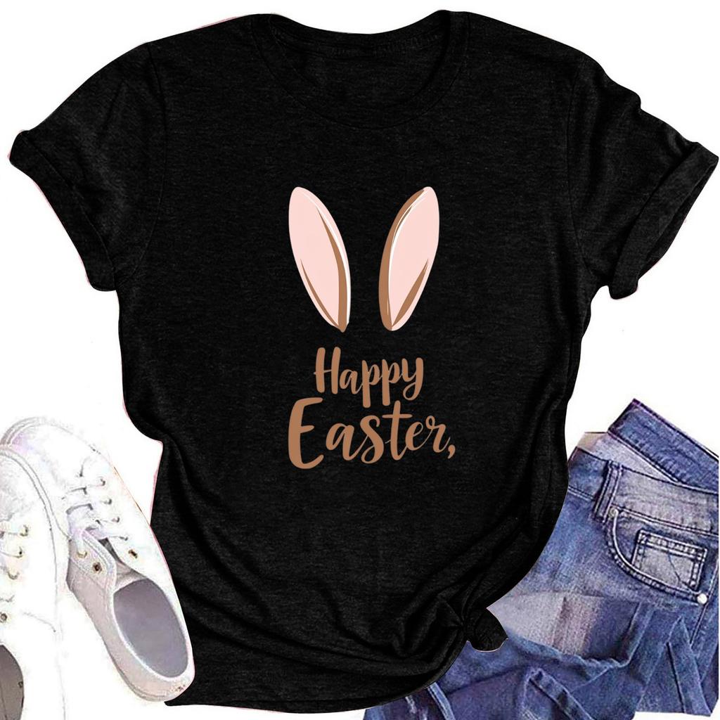 Women's Printed Round Neck Short-sleeved T-shirt Top