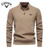 2025 Autumn and Winter New Embroidered Sweater Stand Up Collar Men's High-quality Business Sweater Solid Color Casual Knit Sweater