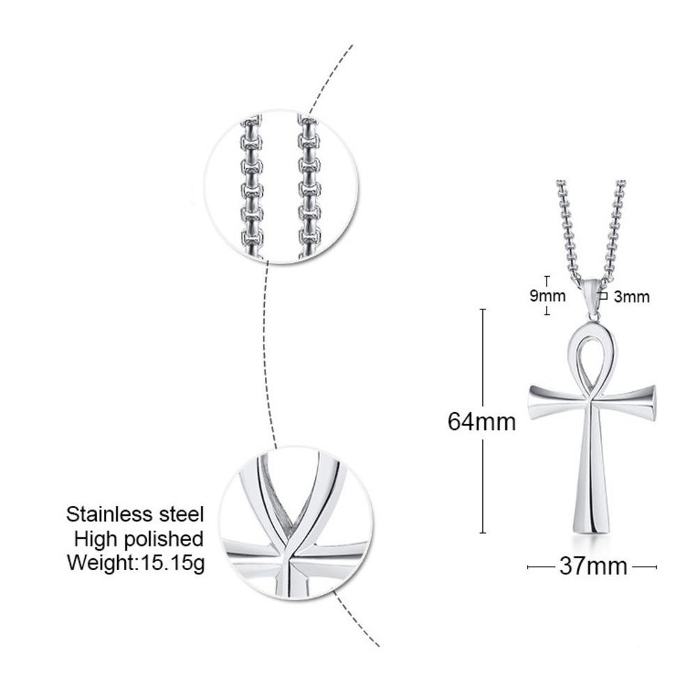 Vnox Religion Egyptian Ankh Crucifix Cross Pendant Necklaces Stainless Steel Symbol of Life Cross Pendants Prayer Gifts Jewelry