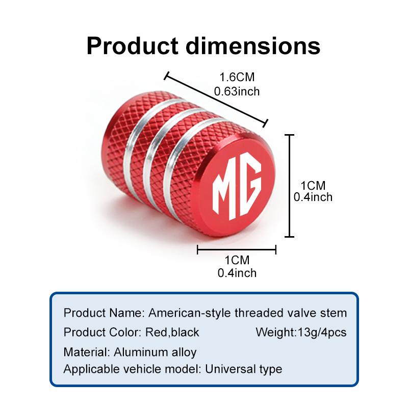 For MG 4/8Pcs Car Tire Valve Stem Cap Knurling Style Tire Valve Cap Morgan Pilot GT 3 6 5 7 HS ZS ZX EHS Phev tre897
