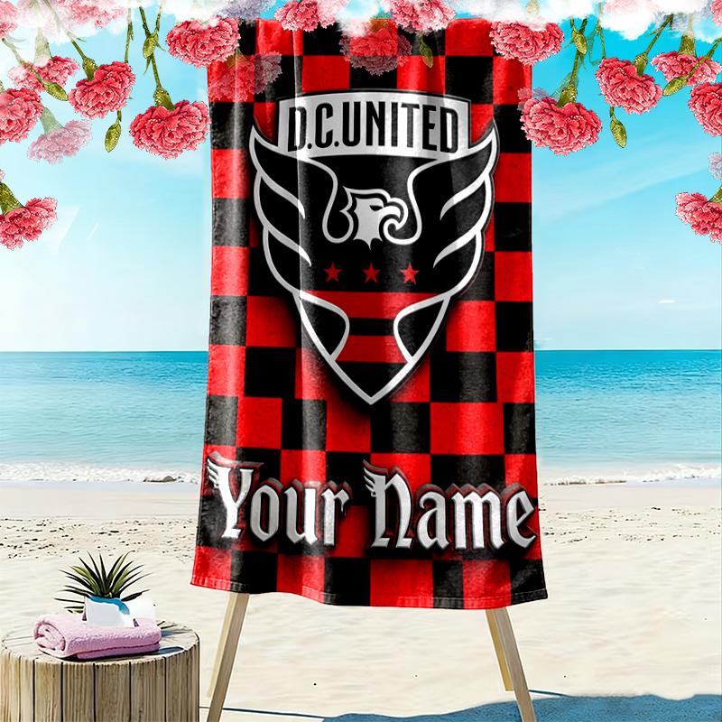 Name Custom D.C United Print Beach Towel, Large Soft Quick Dry Towel for Beach Camping Swimming