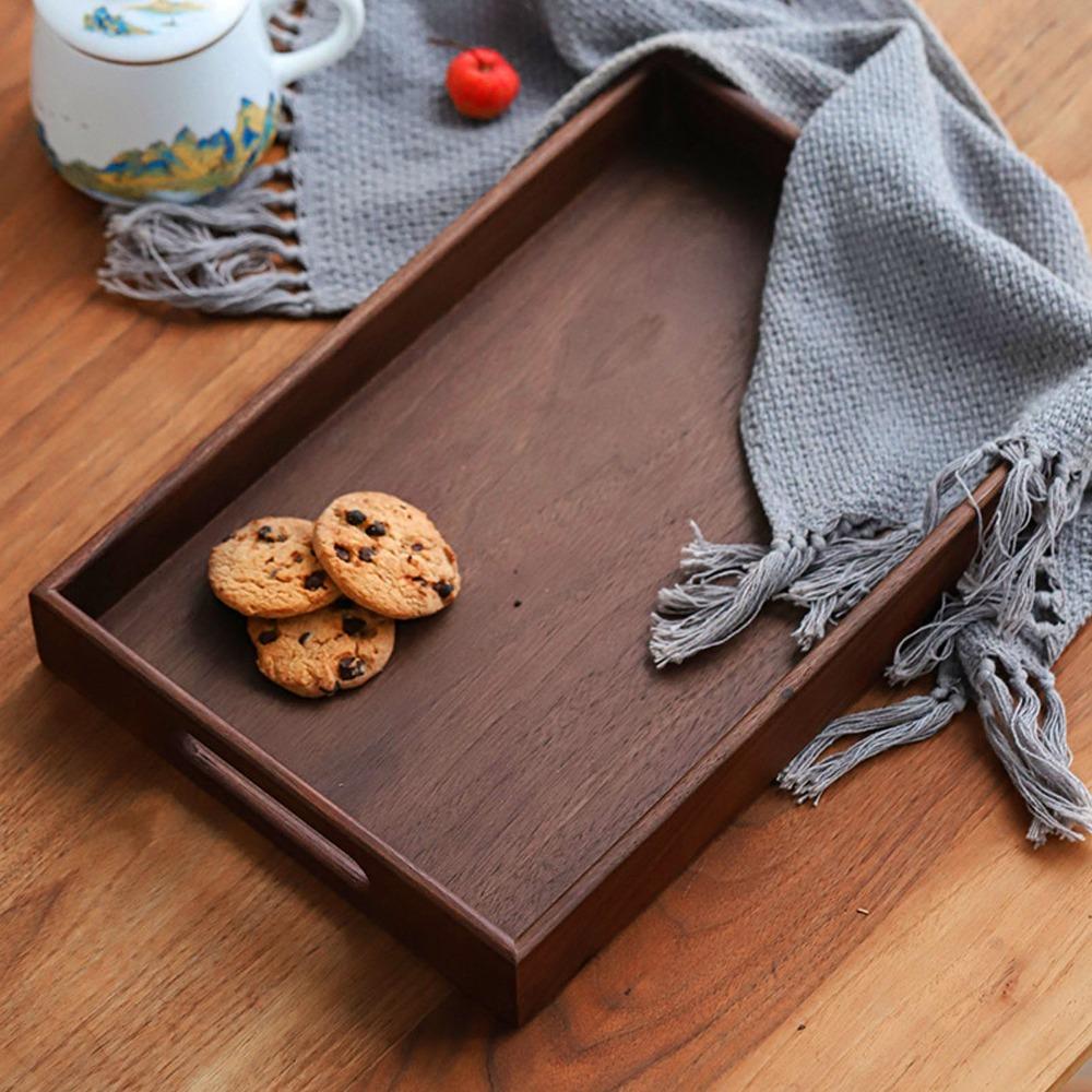 Polished Fruit Tray Wooden Coffee Serving Tray Multi Functional Decorative Platter Home Storage