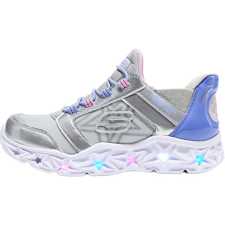 Skechers Девочки Сетчатые Удобные Универсальные Нескользящие Прочные Низкие Повседневные Кроссовки Детские Серебристый Мультиколор 303701L-SMLT