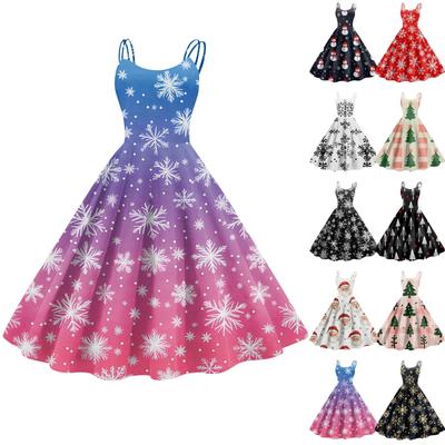 Женское модное рождественское принтованное сексуальное коктейльное платье без бретелек в готическом стиле в стиле панк, винтажное платье.