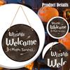 Wood Halloween Wizards Welcome Sign Rope Included Clear Printing Wall Plaque