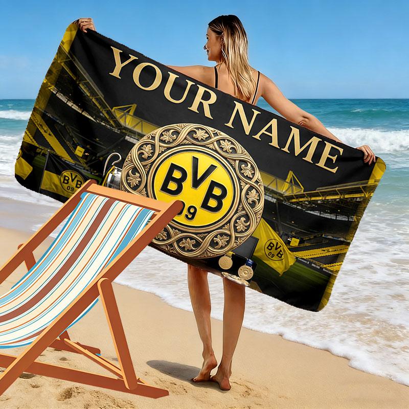 Custom Name,BVB 09 Print Beach Towel, Large Soft Quick Dry Towel for Beach Camping Swimming