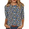 Women's Fashion Casual Three-quarter Sleeve Vintage Floral Print Round Neck Top