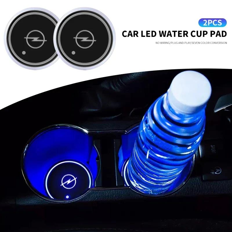 VKXG1 1/2pcs Car Luminous Water Cup Pad For Opel astra h astra j g corsa insignia zafira b vectra c corsa d vivaro Auto Accessories