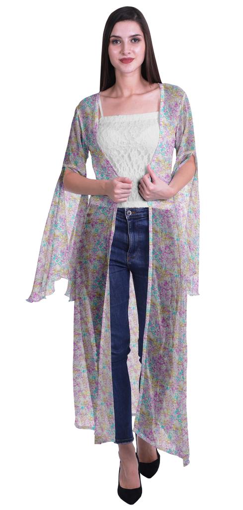 Moomaya Пляжная накидка с открытым передом из принтованного жоржета и разрезами на рукавах