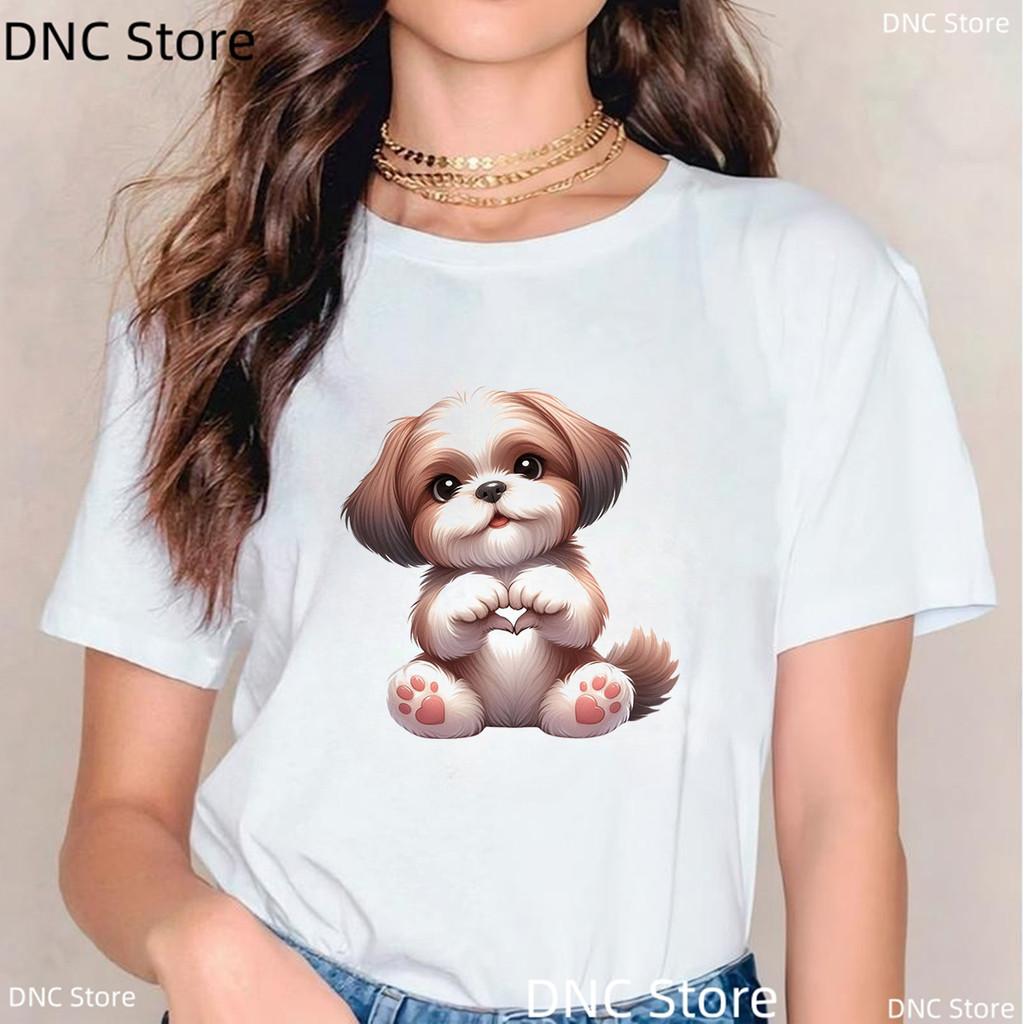 Футболка с забавным принтом йоркширского терьера для женщин, модная одежда Harajuku Kawaii, футболка для собак, женская белая рубашка, топы