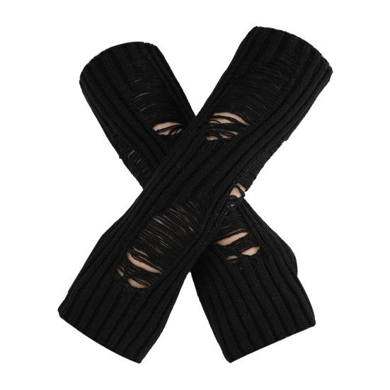 Winter Pair Gloves Fall 1 Ripped Fingerless Knitted High Elasticity Nonslip Arm Warmers Pure Color Arm Sleeves Keep Warm Windproof Cycling Arm Covers