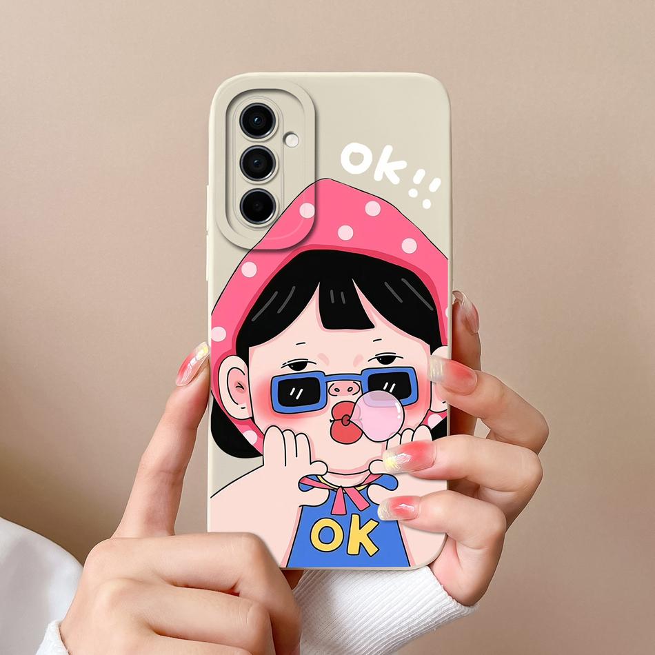 Чехол для Samsung Galaxy M14 M23 F23 M33 M53 Задняя крышка Милый Модный Мягкий Жидкий Силикон Защита Камеры Противоударный Чехлы для Телефона