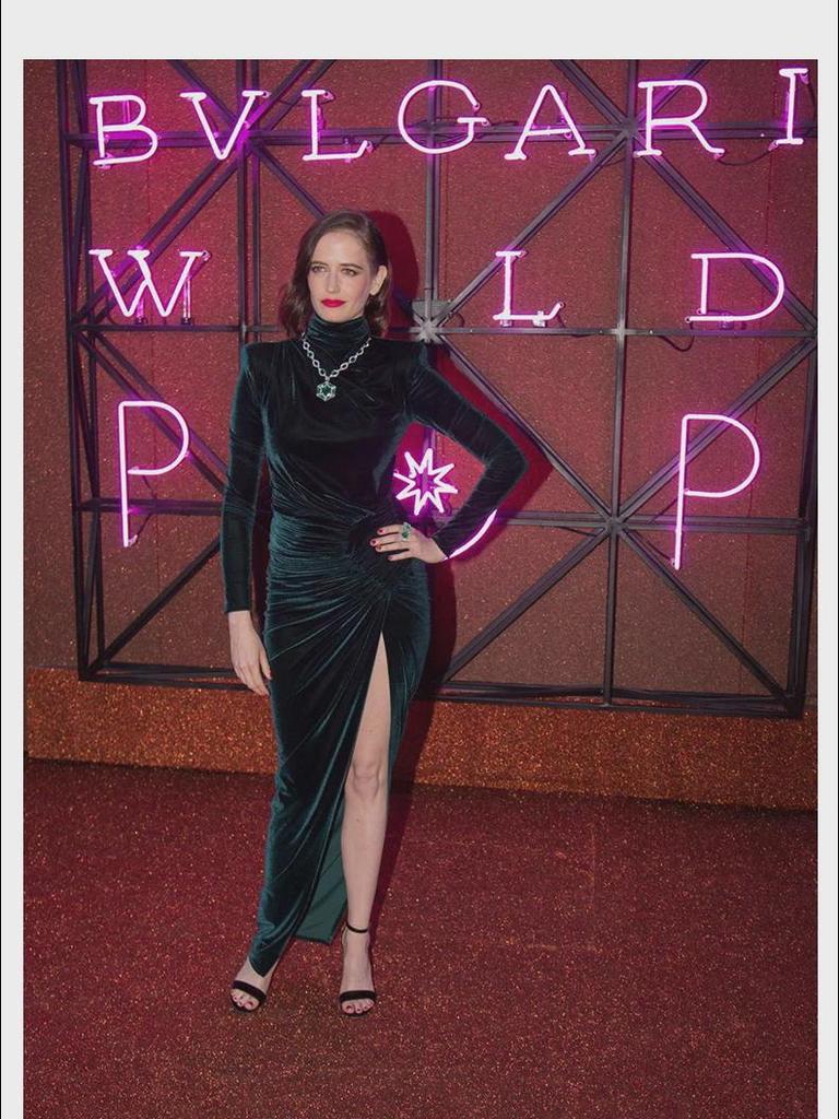 Осеннее платье 2025 года из темно-зеленого бархата с высоким разрезом, украшенное звездами, асимметричное длинное платье