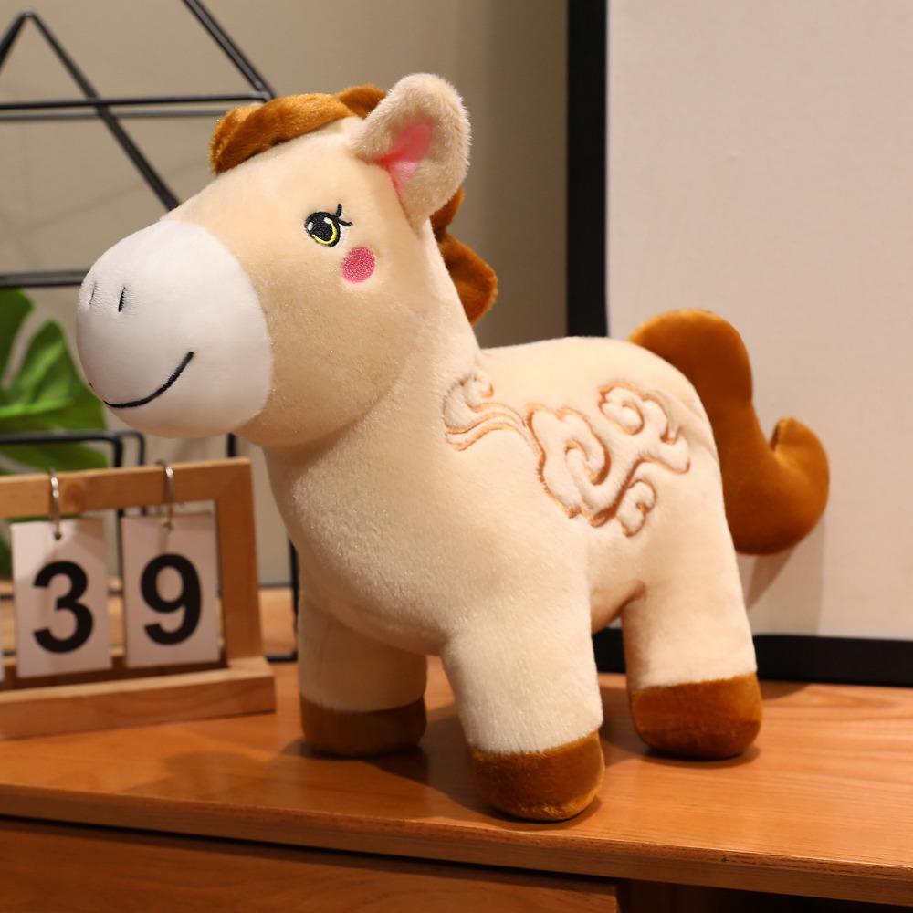 Letter Print Plush Horse Doll 2026 Horse Year Pony Animal Toys Zodiac Horse Figurine  Birthday Gift
